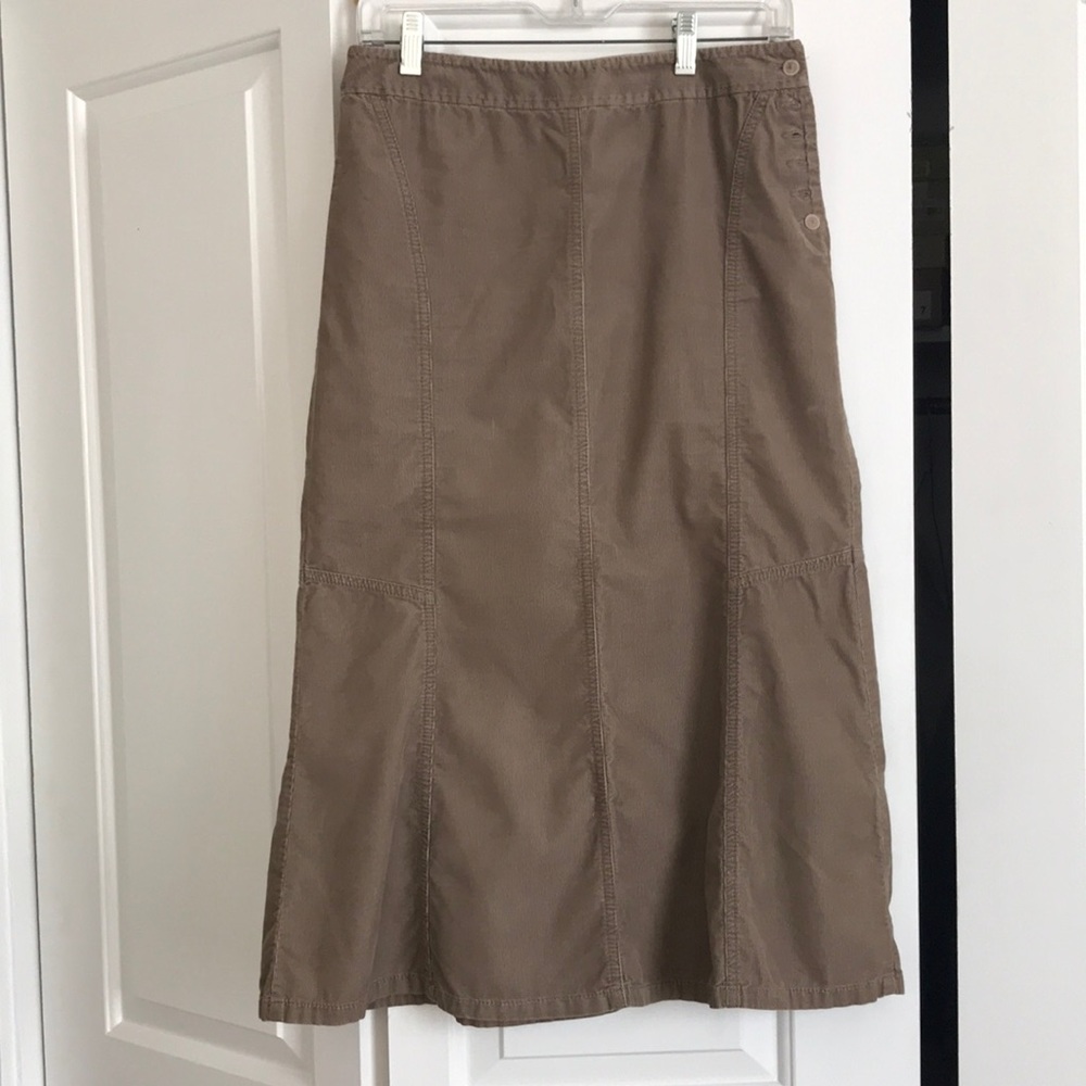 Tan corduroy mid calf skirt